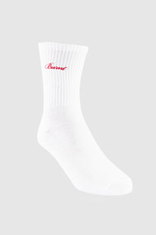Headline Sock - White & Red