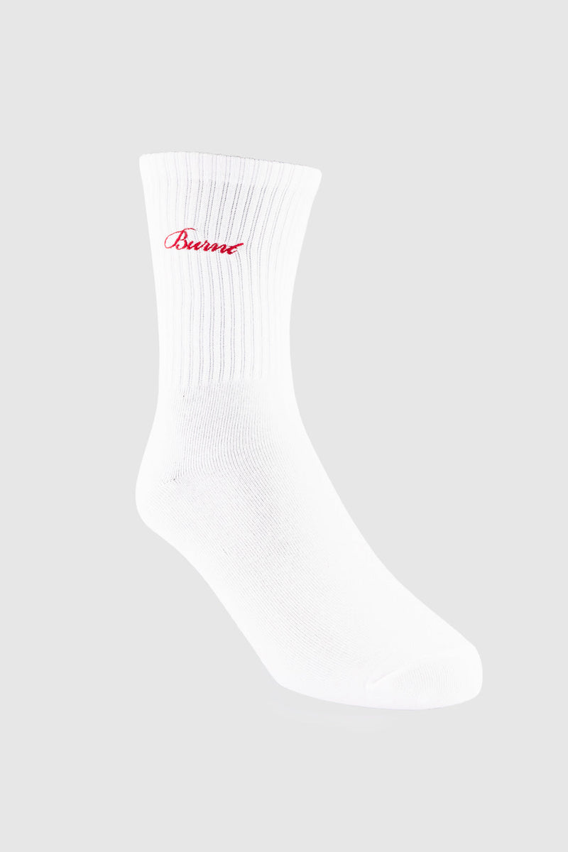 Headline Sock - White & Red
